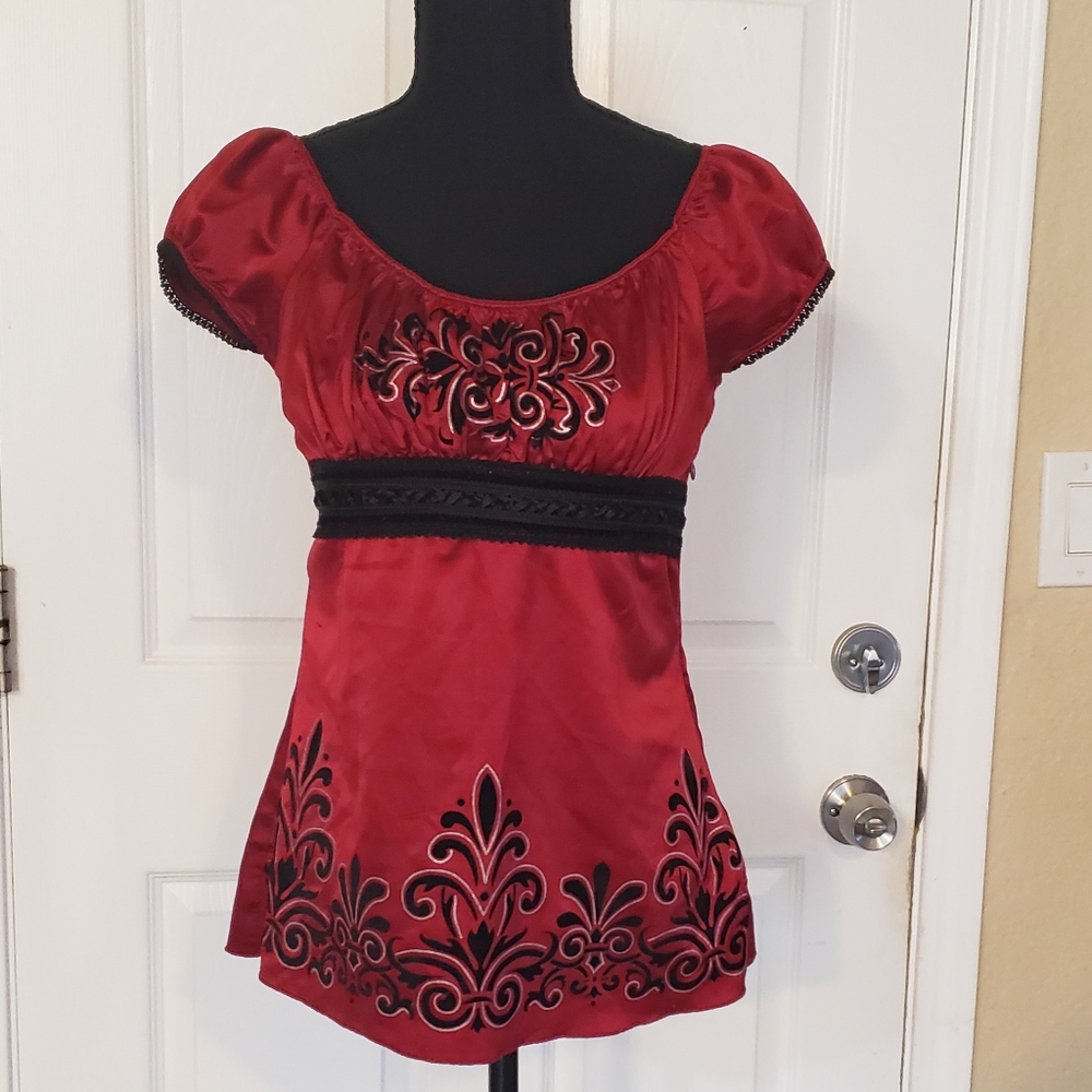 Unbranded Women's Red Round Neck Short Sleeve Casual Top